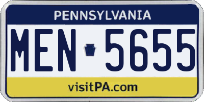 PA license plate MEN5655