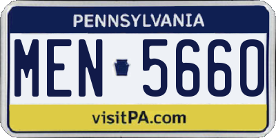 PA license plate MEN5660