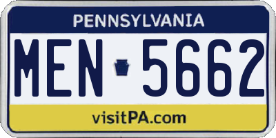 PA license plate MEN5662