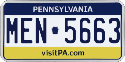 PA license plate MEN5663