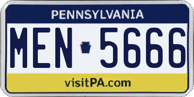 PA license plate MEN5666