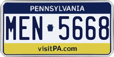 PA license plate MEN5668