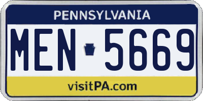 PA license plate MEN5669