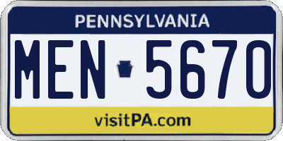 PA license plate MEN5670