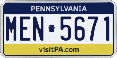 PA license plate MEN5671