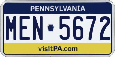 PA license plate MEN5672