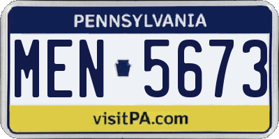 PA license plate MEN5673