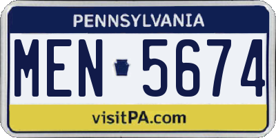 PA license plate MEN5674