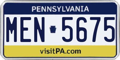PA license plate MEN5675