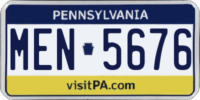 PA license plate MEN5676