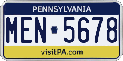 PA license plate MEN5678