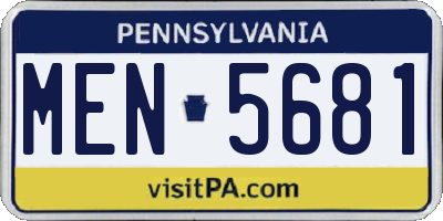 PA license plate MEN5681