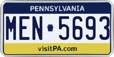 PA license plate MEN5693