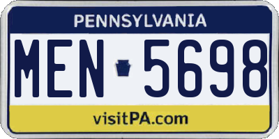PA license plate MEN5698