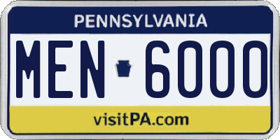 PA license plate MEN6000
