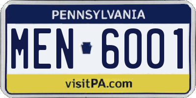 PA license plate MEN6001