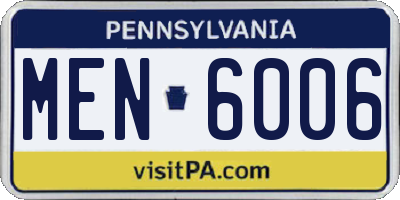 PA license plate MEN6006