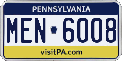 PA license plate MEN6008