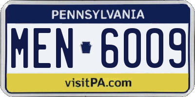 PA license plate MEN6009