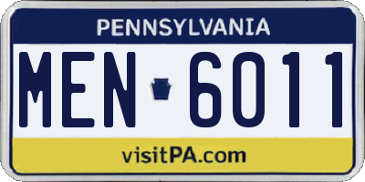 PA license plate MEN6011