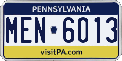 PA license plate MEN6013