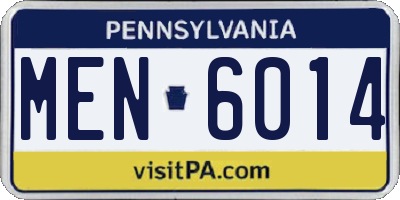 PA license plate MEN6014