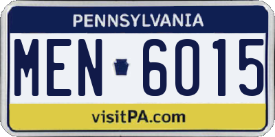 PA license plate MEN6015