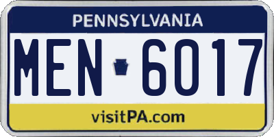 PA license plate MEN6017