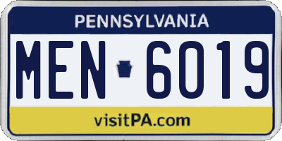 PA license plate MEN6019