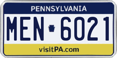 PA license plate MEN6021