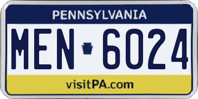PA license plate MEN6024