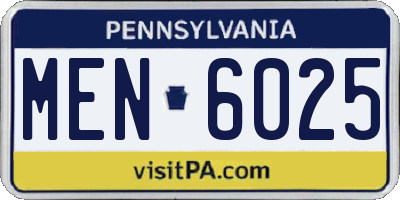 PA license plate MEN6025