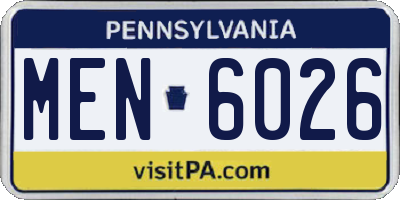 PA license plate MEN6026