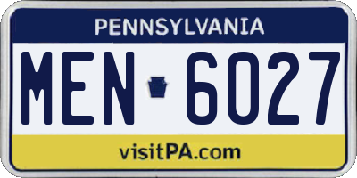 PA license plate MEN6027