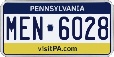 PA license plate MEN6028