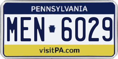 PA license plate MEN6029