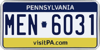 PA license plate MEN6031