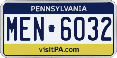PA license plate MEN6032