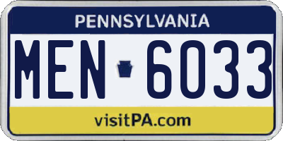 PA license plate MEN6033