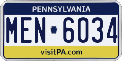 PA license plate MEN6034