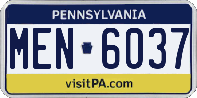 PA license plate MEN6037