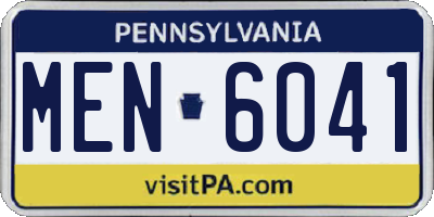 PA license plate MEN6041
