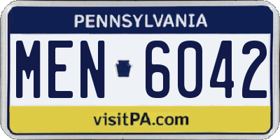 PA license plate MEN6042