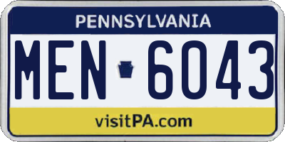 PA license plate MEN6043