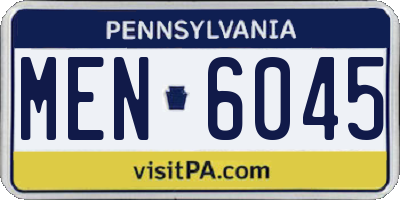 PA license plate MEN6045