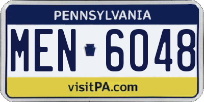 PA license plate MEN6048