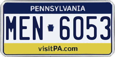 PA license plate MEN6053