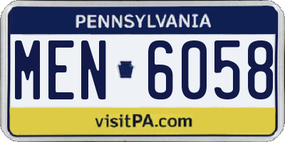 PA license plate MEN6058