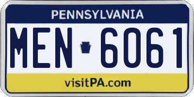PA license plate MEN6061