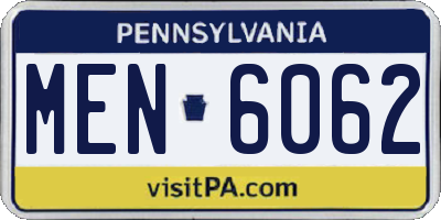 PA license plate MEN6062